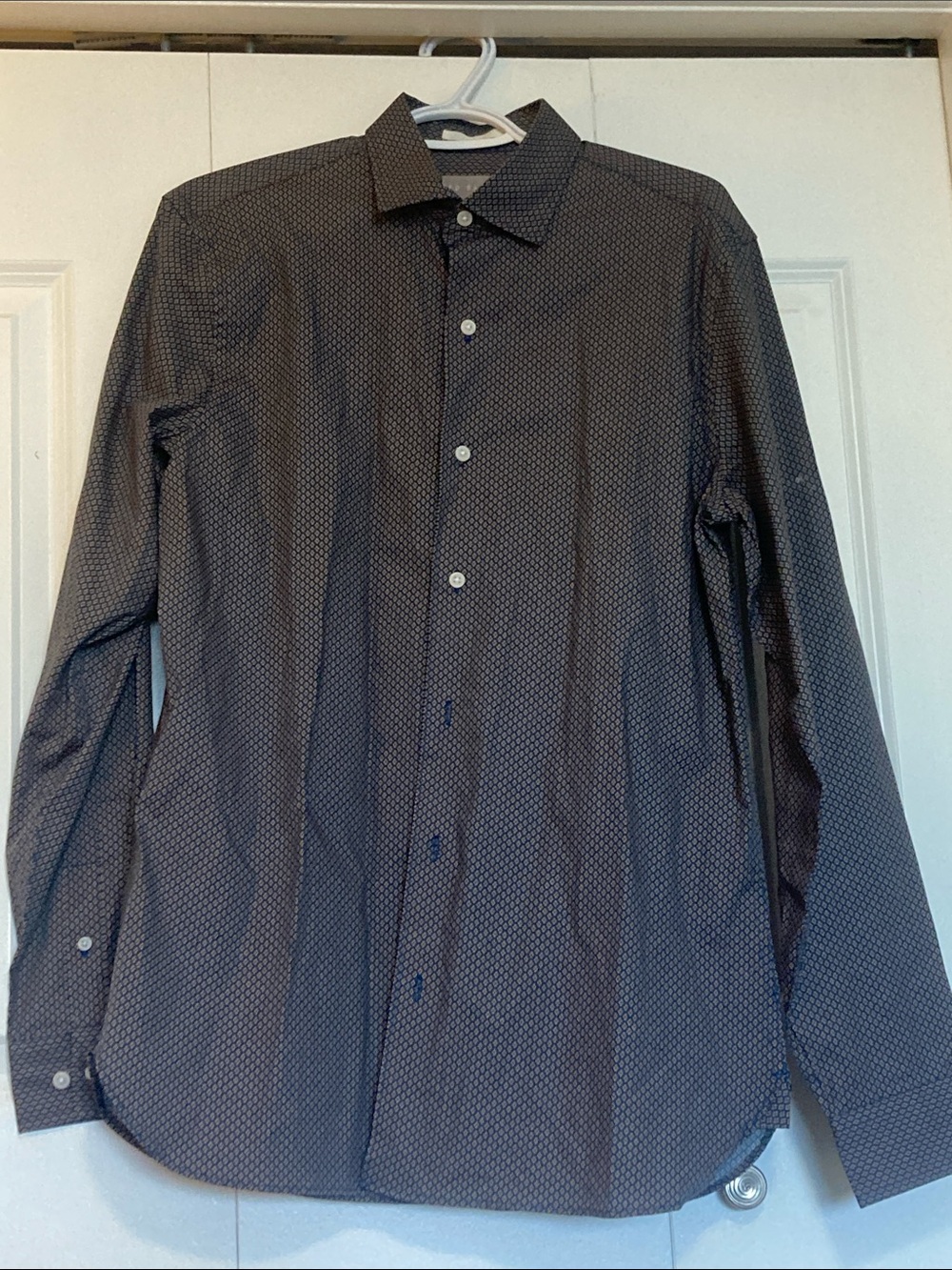 Ted Baker Navy and Mustard Geometric Print Shirt